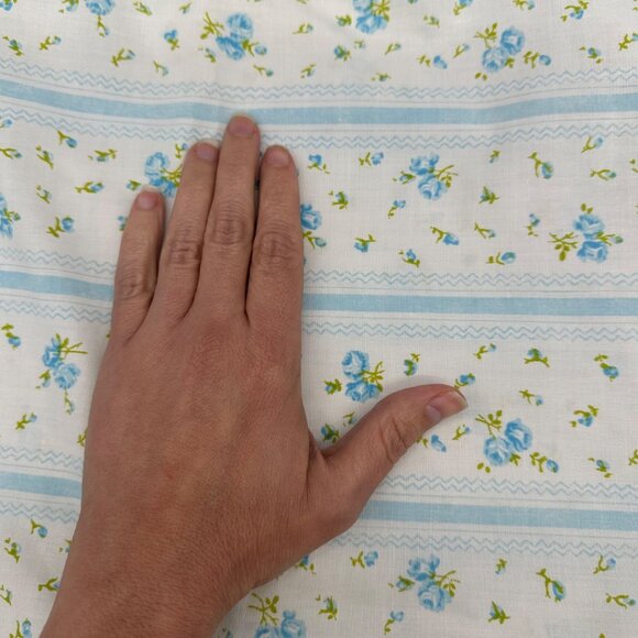 Vintage King Pillowcase 1960s Floral JCPenney USA Blue Flowers Lace Mid Century - Picture 6 of 8